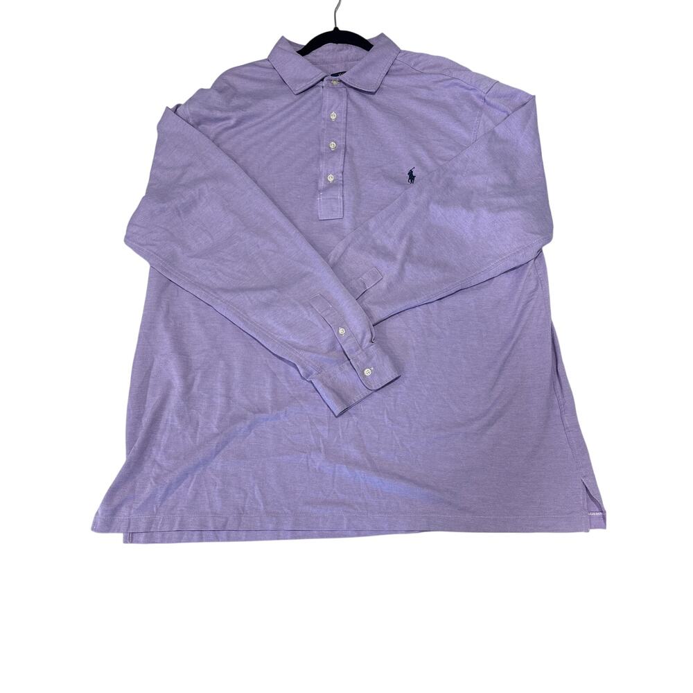 Polo Ralph Lauren 1/4 Button Shirt Mens XXL Purple Long Sleeve 100% Cotton Pony
